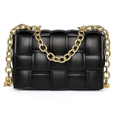 Weave Flap Bayan Deri Messenger Çanta PU Deri Crossbody Çanta