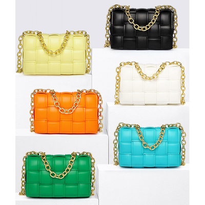 Weave Flap Bayan Deri Messenger Çanta PU Deri Crossbody Çanta