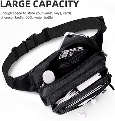 Bum Fashion Fanny Pack Erkek Kadın Suya Dayanıklı Bel Çantası, 6 Fermuarlı Cepli