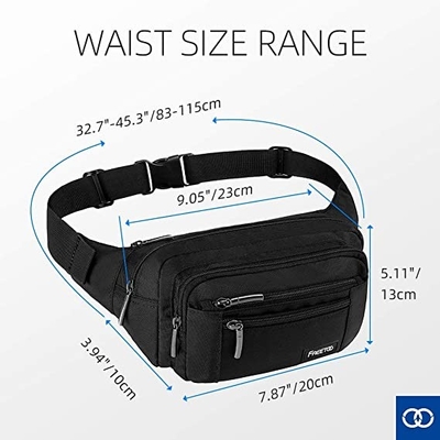 Bum Fashion Fanny Pack Erkek Kadın Suya Dayanıklı Bel Çantası, 6 Fermuarlı Cepli