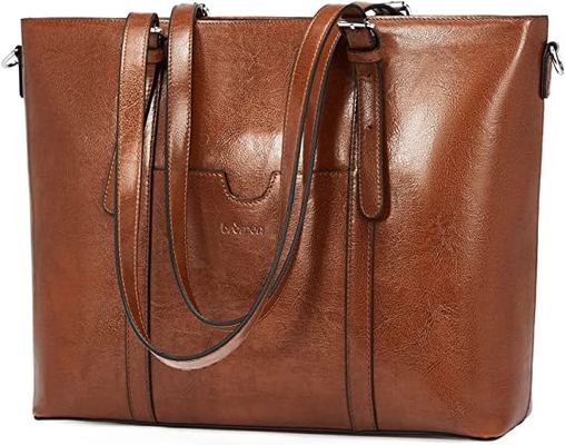 Vintage Bayan Deri Messenger Çanta 15.6 İnç Laptop Tote Çanta