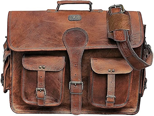 400g 14 İnç Vintage El Yapımı Deri Messenger Çanta Laptop Evrak Çantası için